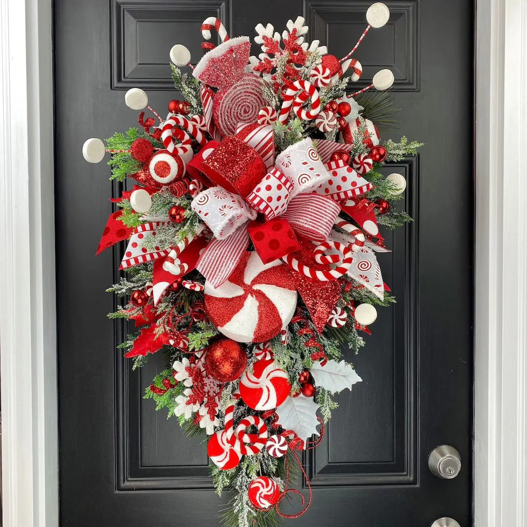 🔥Early Christmas Sale🍭Candy Cane Christmas Wreath🍭 - Image 3