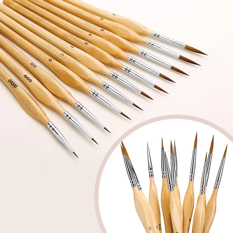 11 Pcs Miniature Detail Paint Brush Set - Image 3