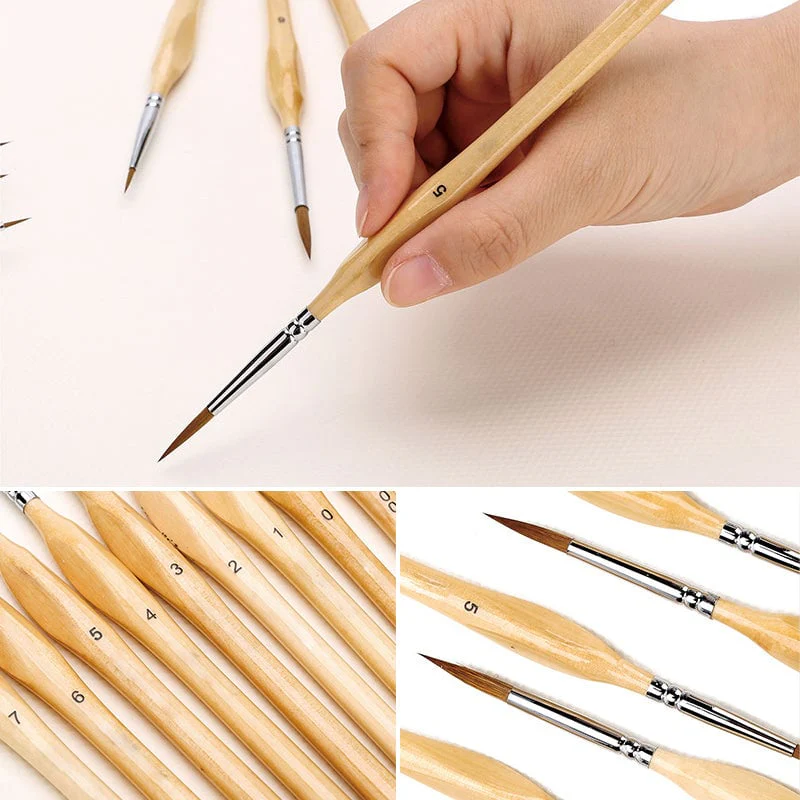 11 Pcs Miniature Detail Paint Brush Set - Image 7