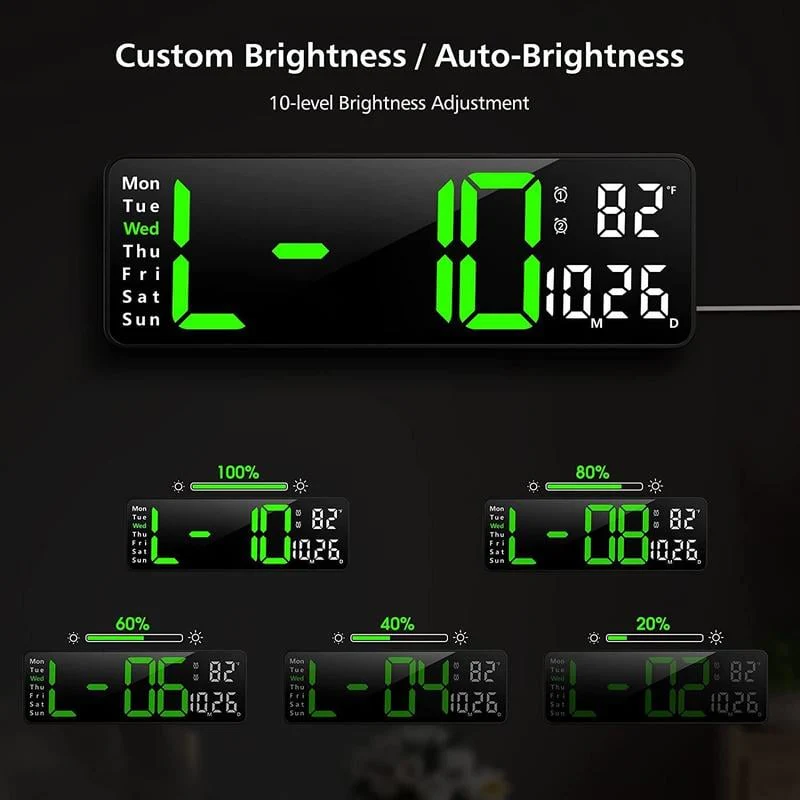 ⚡13" Large Digital Clock with Temperature, Date, Auto DST, Night Light, Auto Brightness Dimmer - Image 4