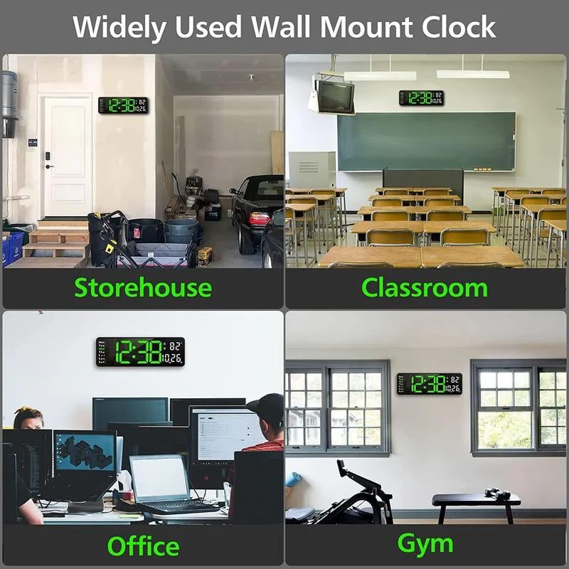 ⚡13" Large Digital Clock with Temperature, Date, Auto DST, Night Light, Auto Brightness Dimmer - Image 8
