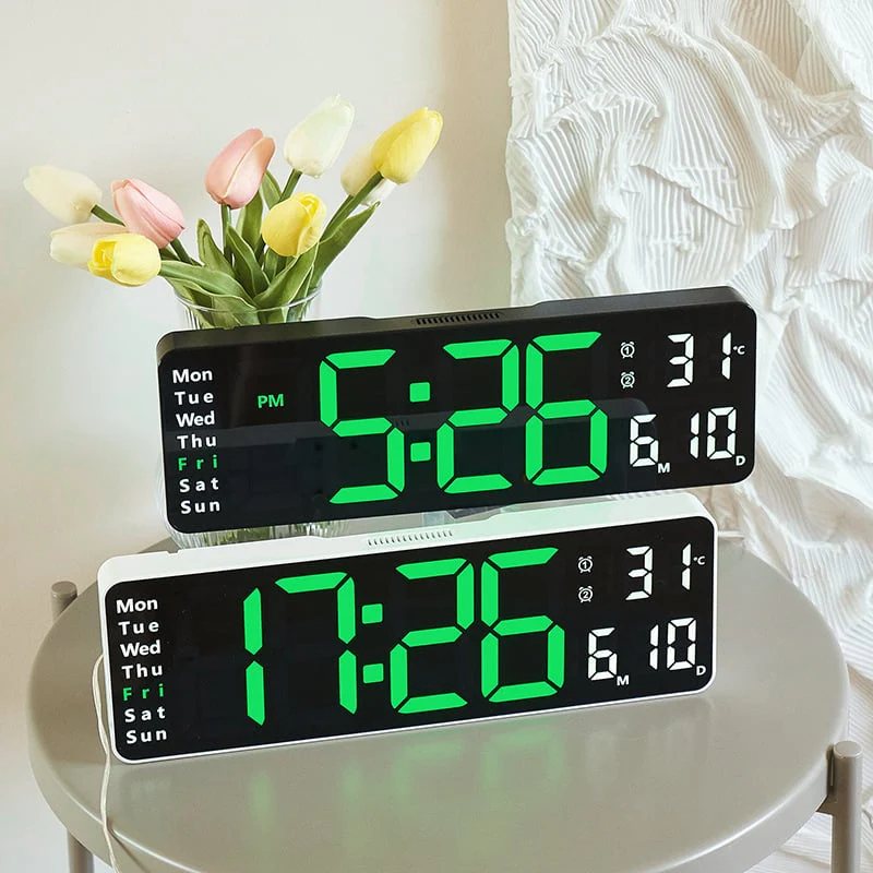 ⚡13" Large Digital Clock with Temperature, Date, Auto DST, Night Light, Auto Brightness Dimmer - Image 9