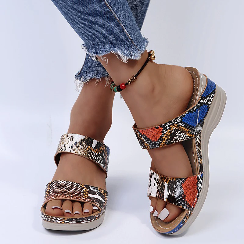 2022 🌹New Leopard Print Leather Wedge Soft Sole Sandals - Image 10