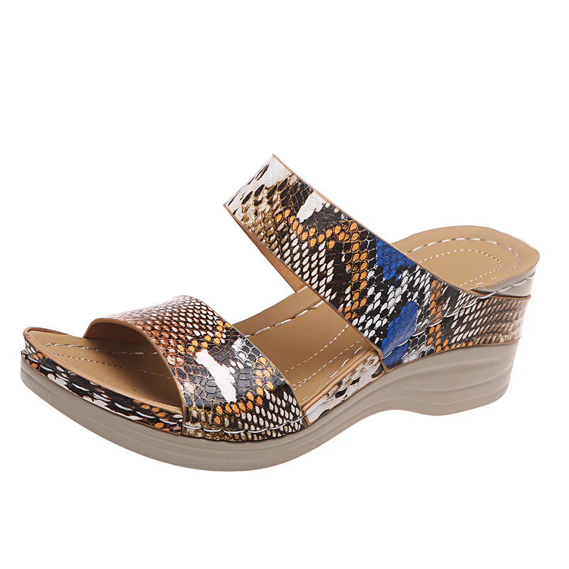 2022 🌹New Leopard Print Leather Wedge Soft Sole Sandals - Image 21
