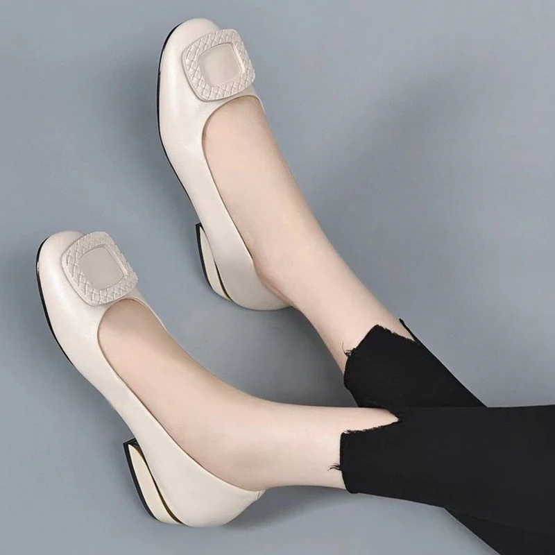 2023 soft surface comfortable thick heel round toe shoes - Image 8