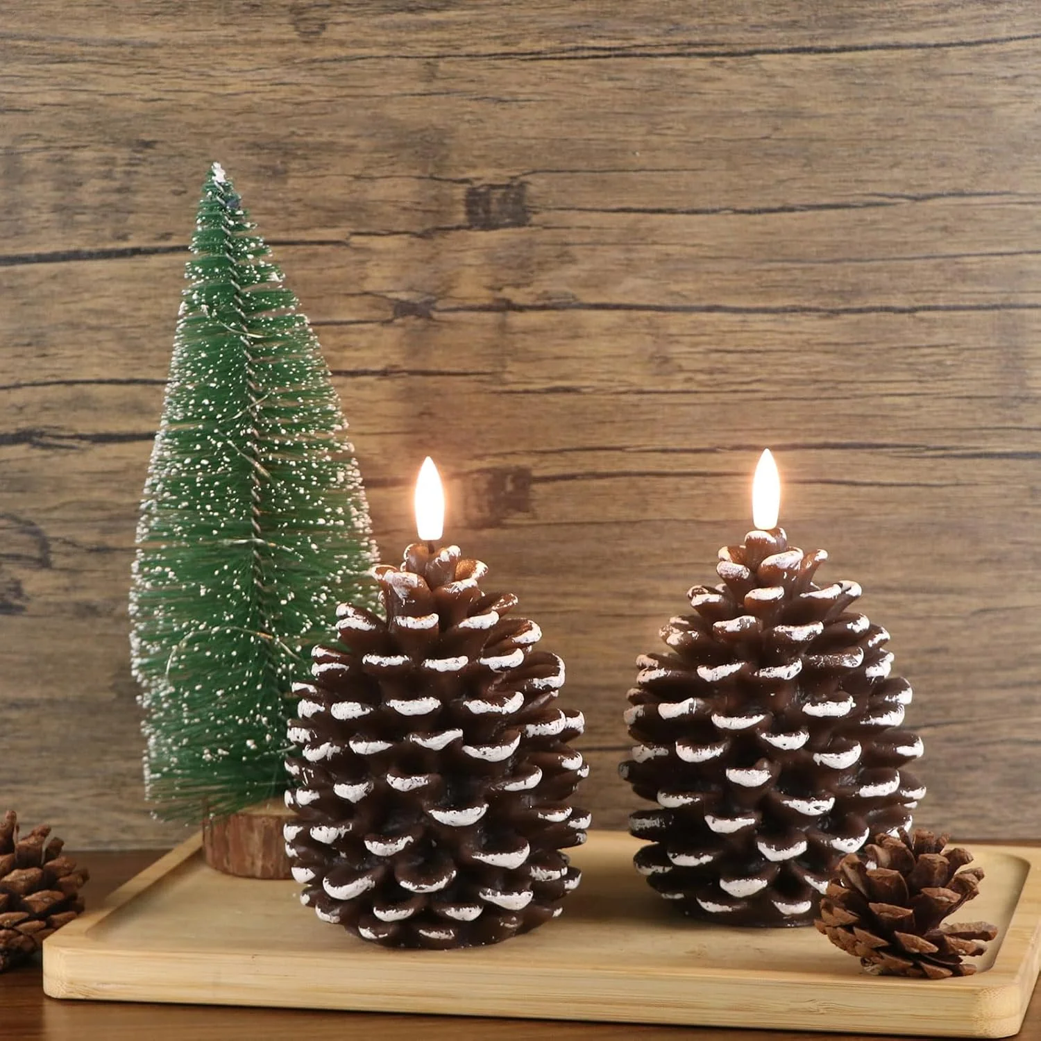 🔥Flameless Pinecone Candles Battery Operated with 6 Hour Timer