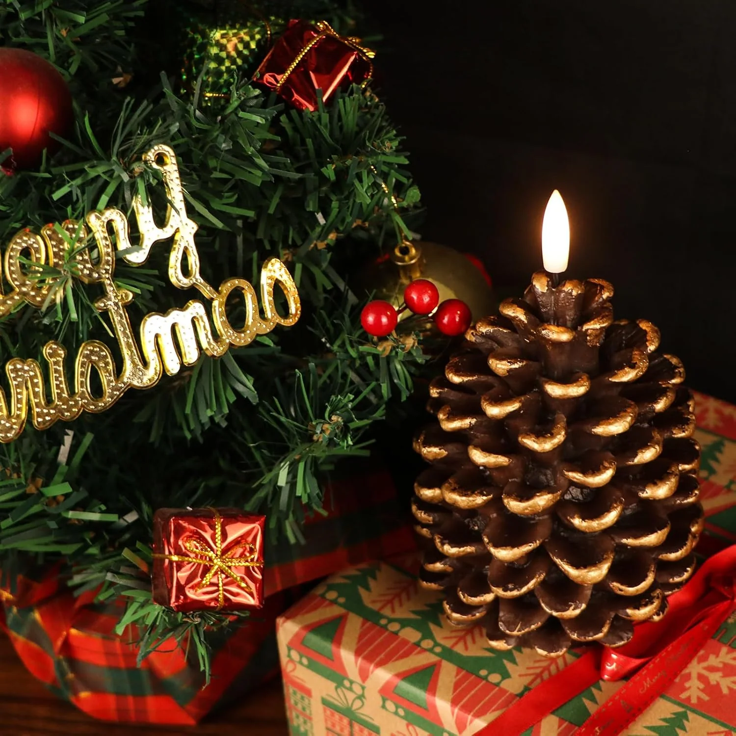 🔥Flameless Pinecone Candles Battery Operated with 6 Hour Timer - Image 7