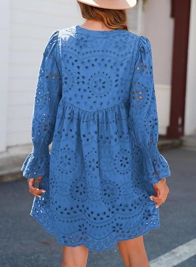 2025 New Arrival- Casual Eyelet Lace Dress for Women - Image 12