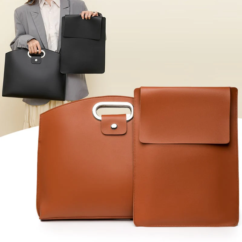 Waterproof Leather 14-16In 2PCS Laptop Bag for Women Handbag