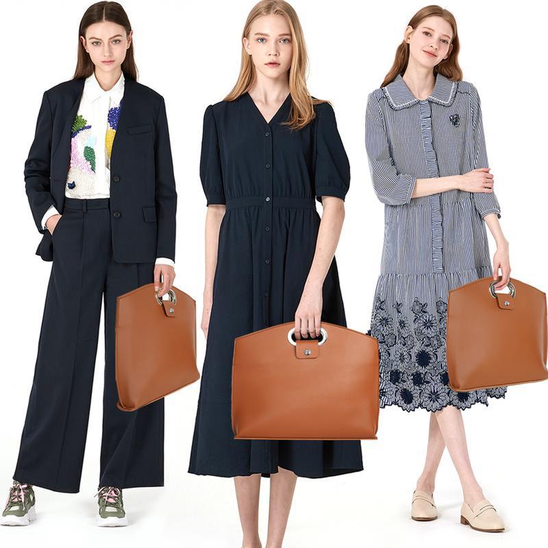 Waterproof Leather 14-16In 2PCS Laptop Bag for Women Handbag - Image 3