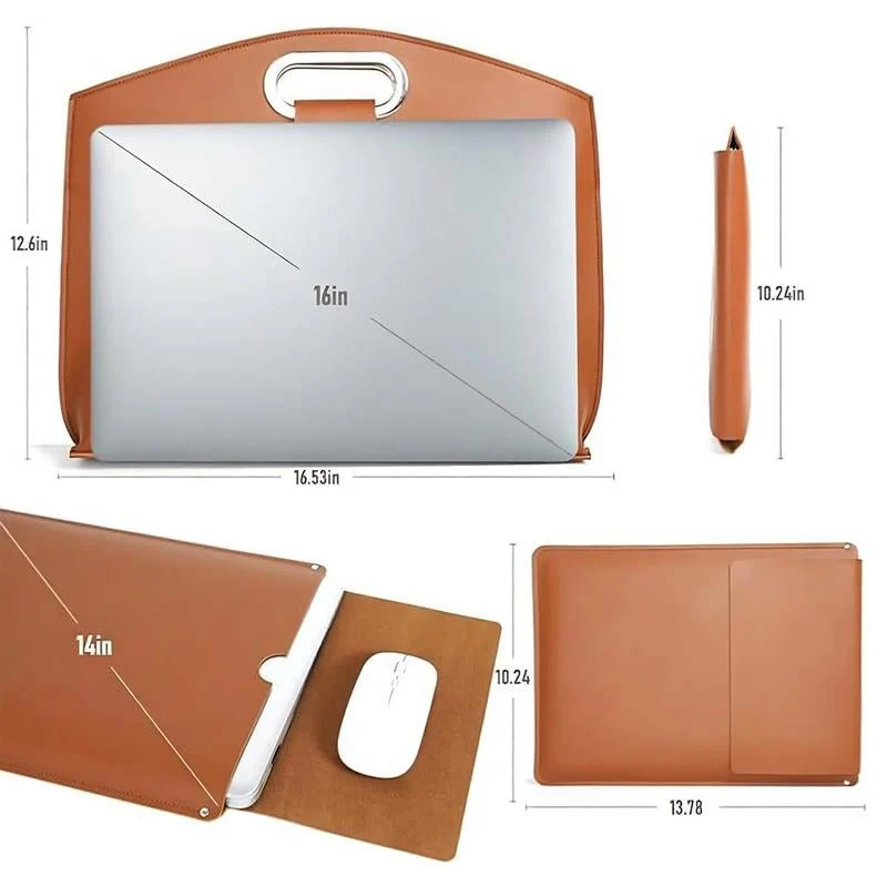 Waterproof Leather 14-16In 2PCS Laptop Bag for Women Handbag - Image 4