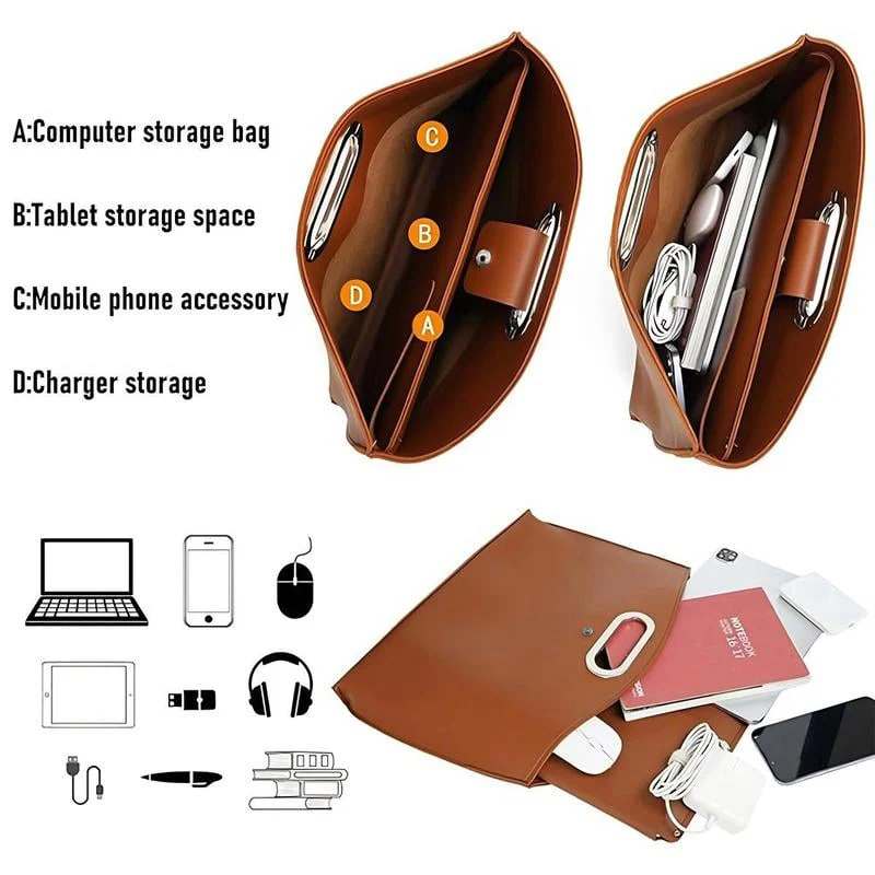 Waterproof Leather 14-16In 2PCS Laptop Bag for Women Handbag - Image 6