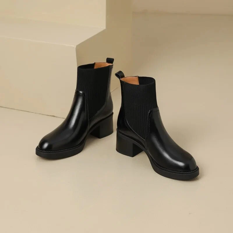 British style stretchy slim Martin boots sock boots - Image 3