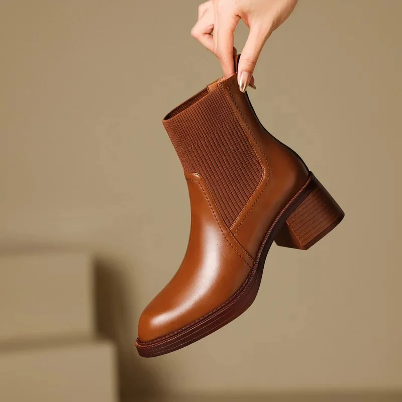 British style stretchy slim Martin boots sock boots - Image 4