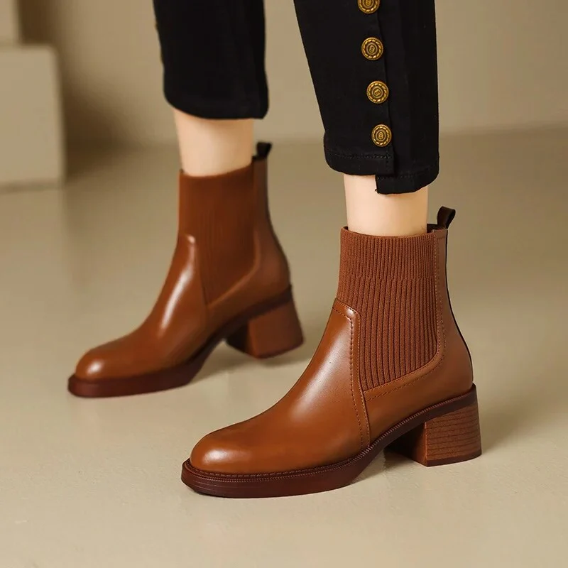 British style stretchy slim Martin boots sock boots - Image 5