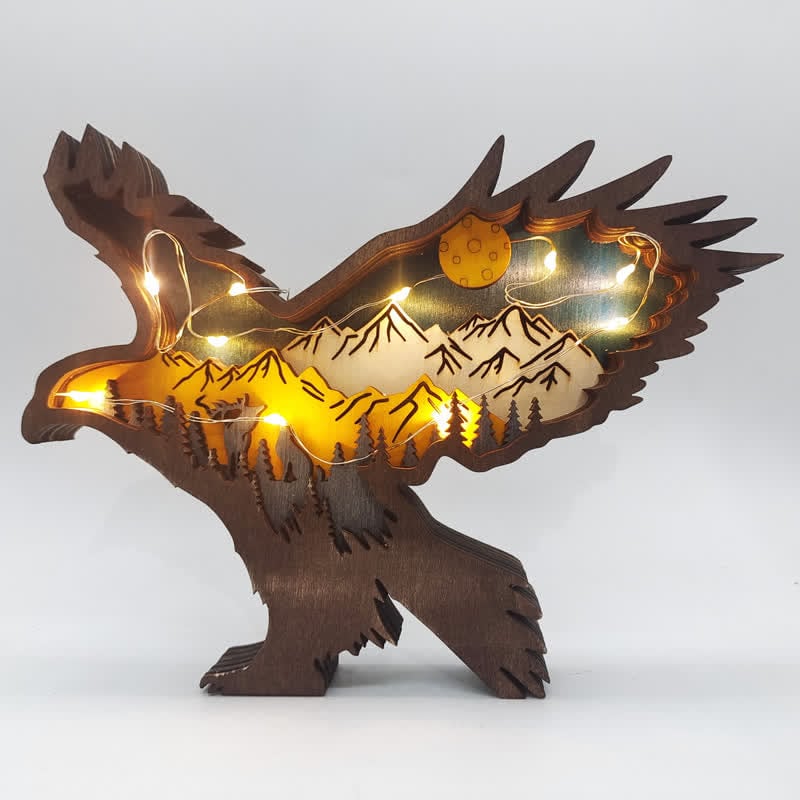 3D Hand Carved Wooden Eagle Decoration Wood Carved Art Flying Eagle Statue Artwork - Image 3
