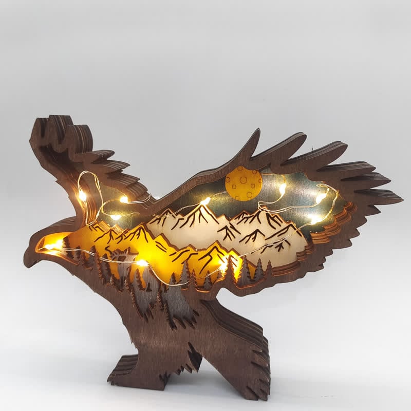 3D Hand Carved Wooden Eagle Decoration Wood Carved Art Flying Eagle Statue Artwork - Image 4