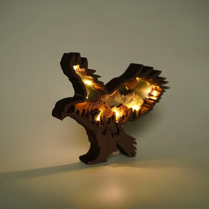 3D Hand Carved Wooden Eagle Decoration Wood Carved Art Flying Eagle Statue Artwork - Image 5