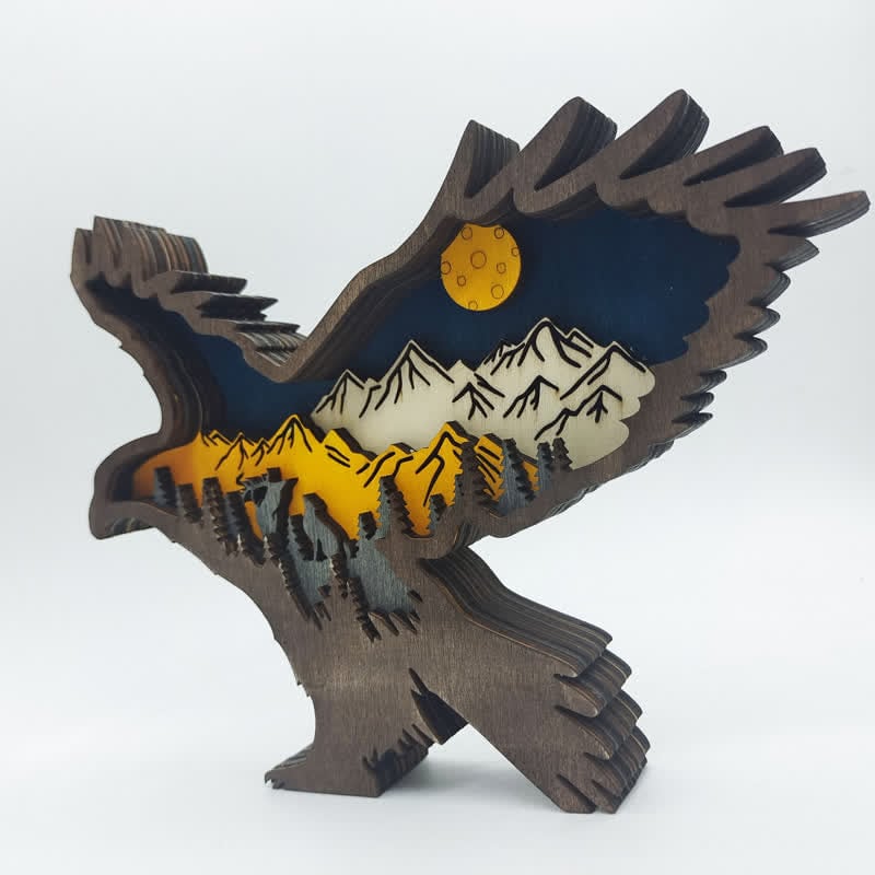 3D Hand Carved Wooden Eagle Decoration Wood Carved Art Flying Eagle Statue Artwork - Image 8