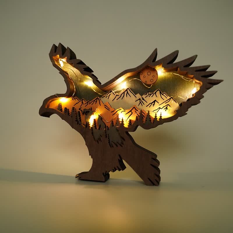 3D Hand Carved Wooden Eagle Decoration Wood Carved Art Flying Eagle Statue Artwork - Image 9
