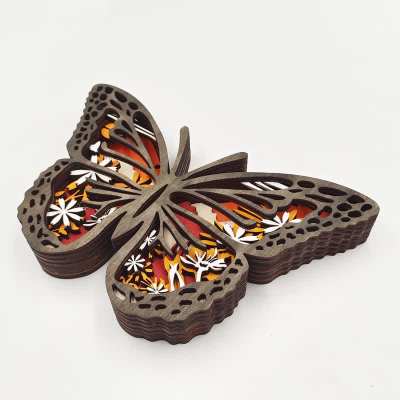 3D Wooden Carving Art Butterfly Wood Crafts Home Carving Decorations - Image 4