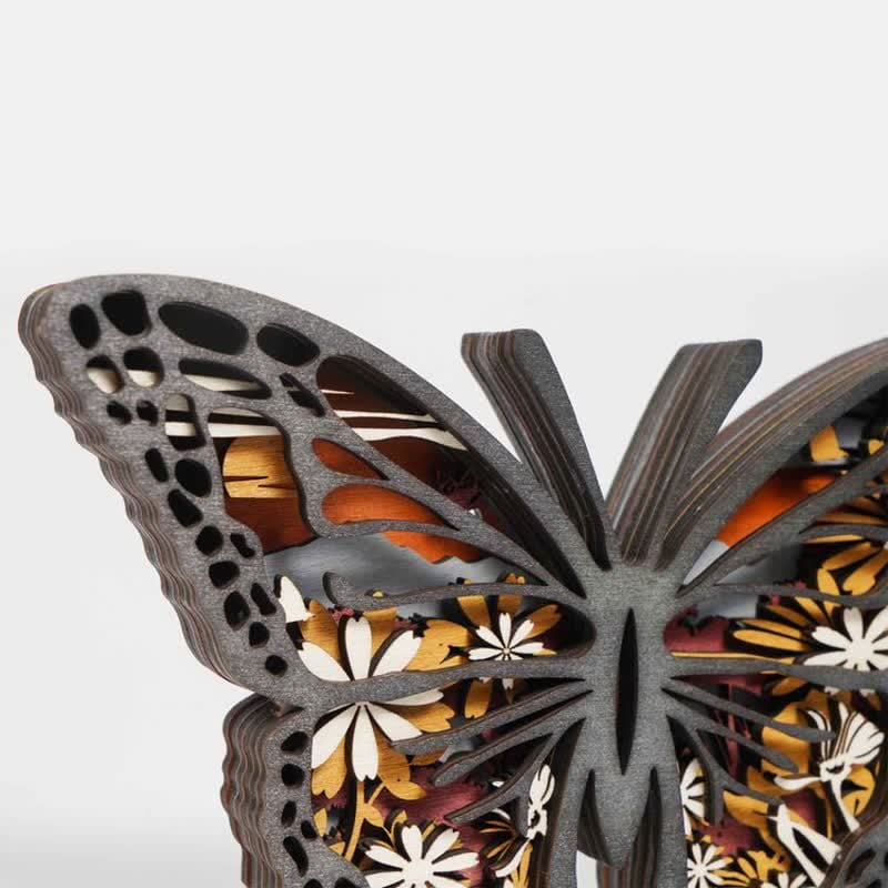 3D Wooden Carving Art Butterfly Wood Crafts Home Carving Decorations - Image 5