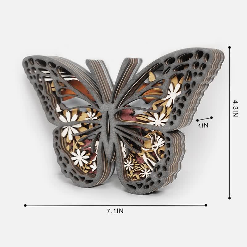 3D Wooden Carving Art Butterfly Wood Crafts Home Carving Decorations - Image 7