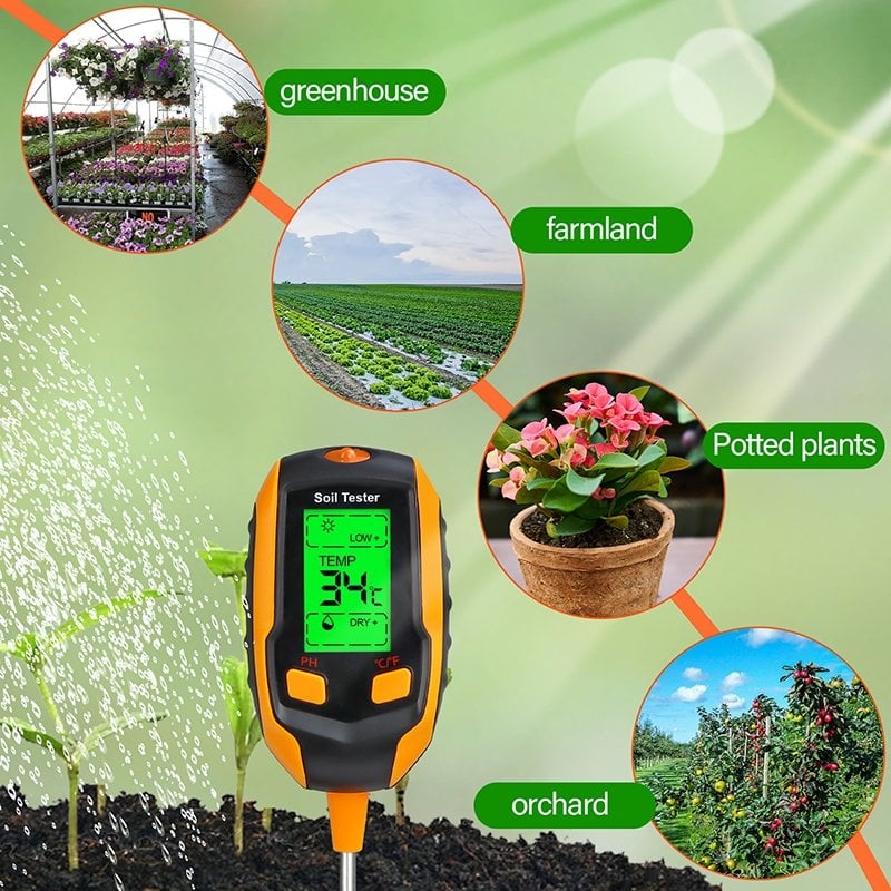 Digital 4-in-1 Soil Test Meter, large LCD screen, probe accurately quick measure, battery power supply - Image 7