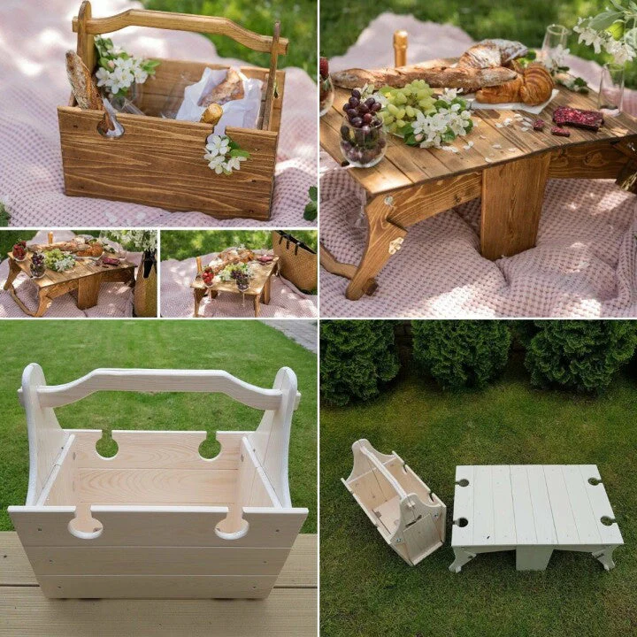 Folding Picnic Basket Table-Manual DIY stitching - Image 4