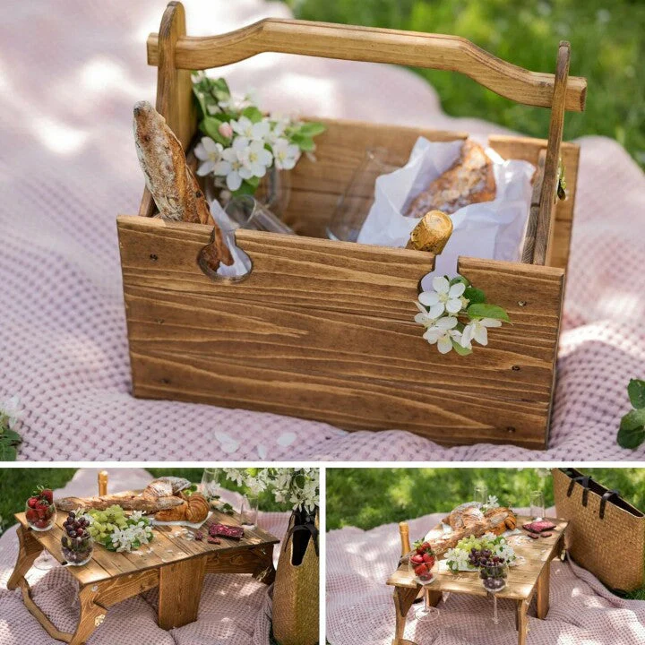 Folding Picnic Basket Table-Manual DIY stitching - Image 5
