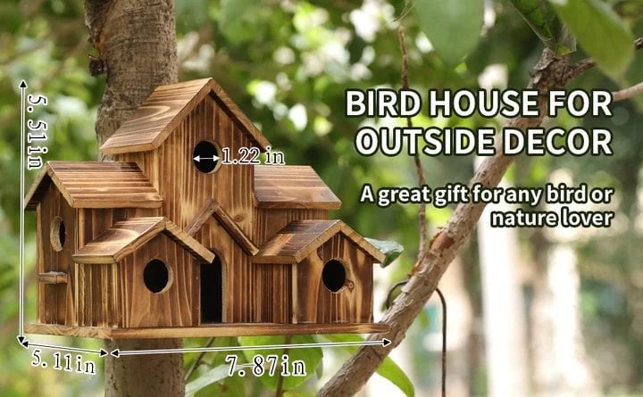 6 Hole Handmade Bird House - GIFT FOR NATURE LOVERS - Image 11