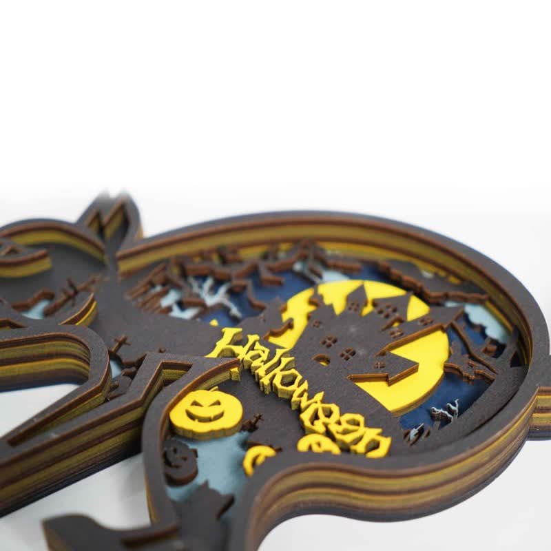 Animals Wooden Crafts Halloween Black Cat 3D Wall Statue Freestanding Art Decor - Image 6