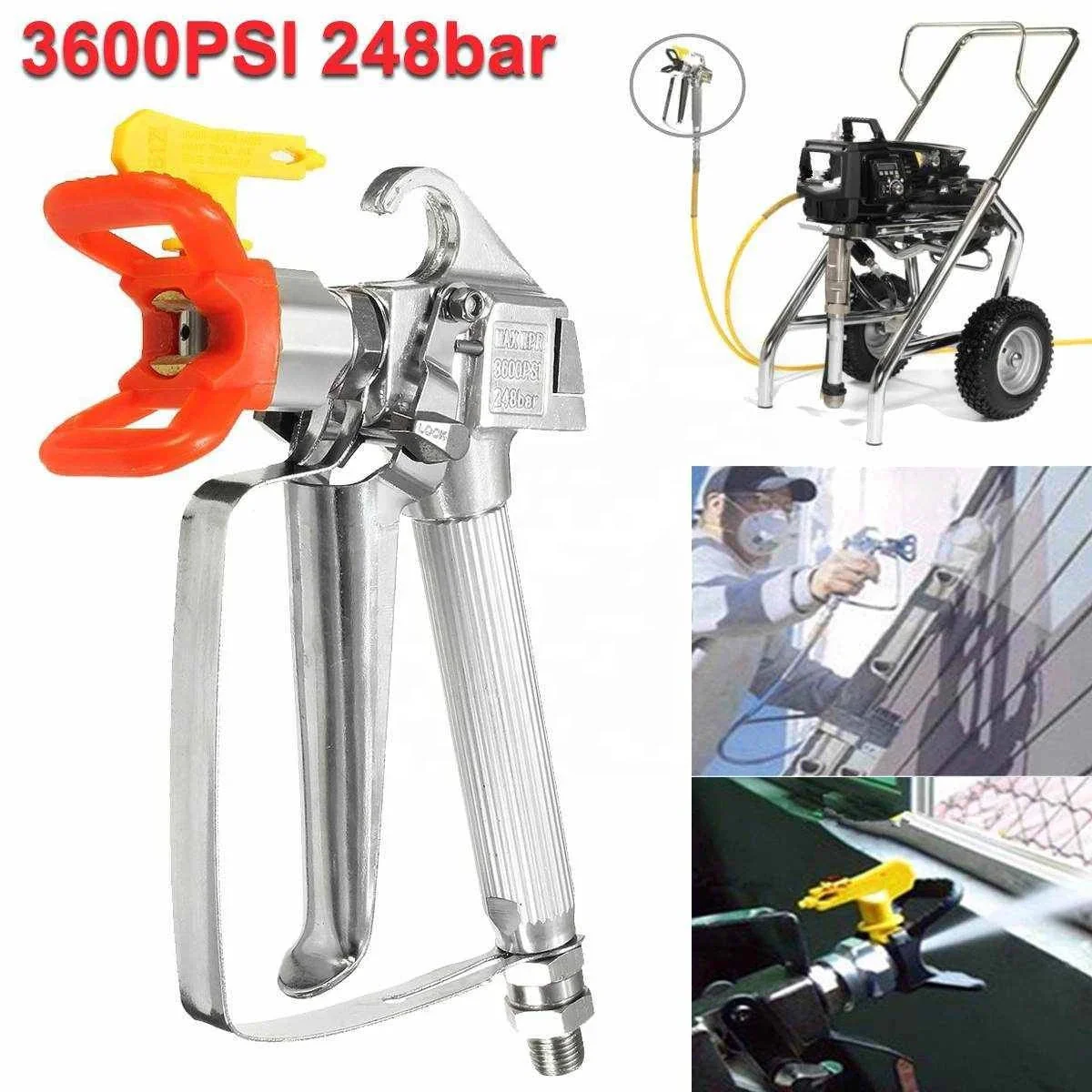 3600PSI Airless Paint Sprayer G u n High Pressure with 517 Yellow Spray Tip Nozzle Guard Power Tool Spraying Machine - Image 5