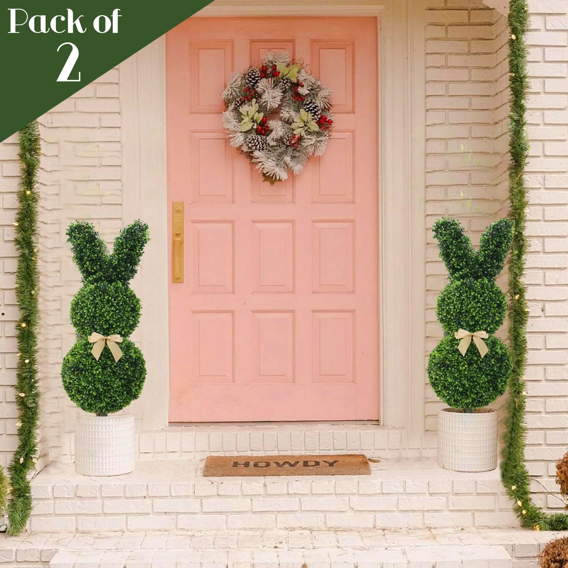 Outdoor Artificial Turf Bunny-Shaped Topiary Tree - Image 2