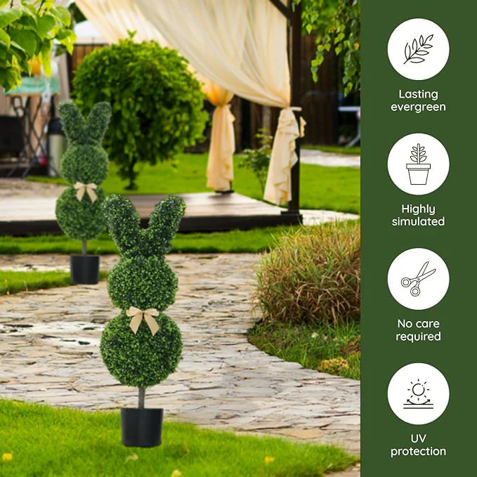 Outdoor Artificial Turf Bunny-Shaped Topiary Tree - Image 6