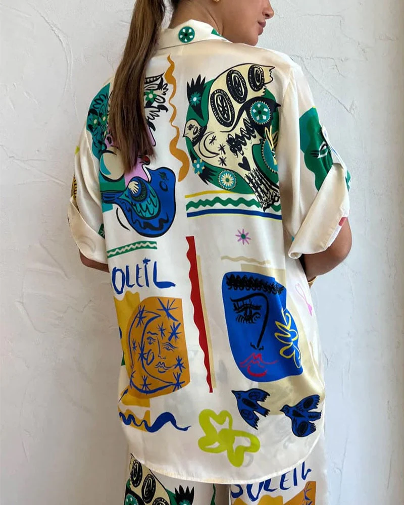 Artistic Graffiti Print Casual Two-Piece Set - Buy two sets and get free shipping! - Image 7
