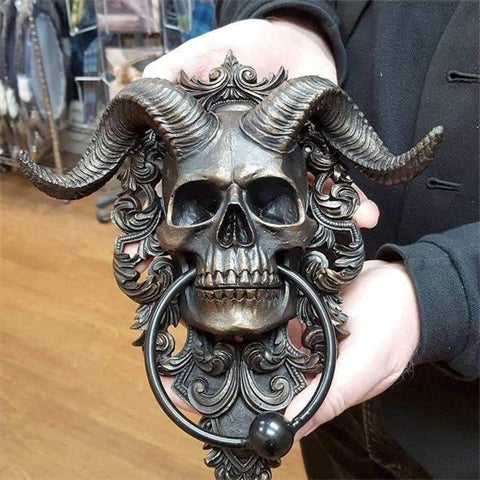 Baphomet Horned God Skull Hanging Door Knocker - Image 4