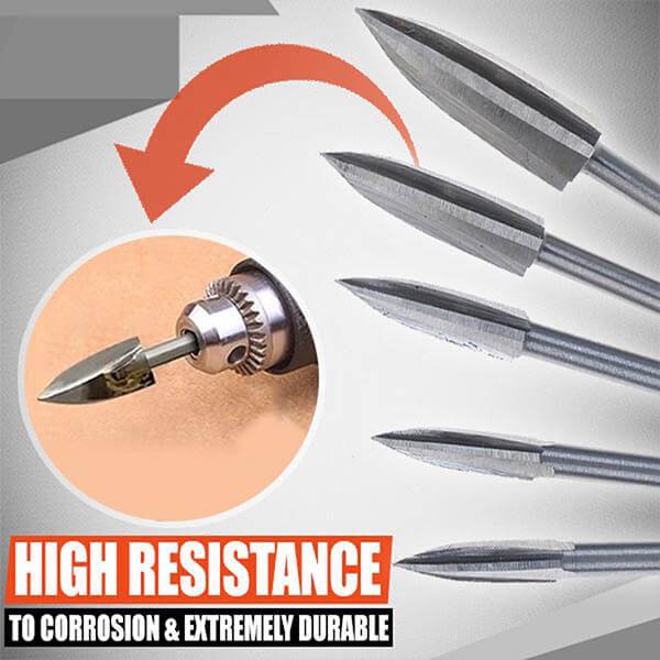 Elevate Your Woodworking Game with 5-Piece Wood Carving Drill Bit Set - Image 3