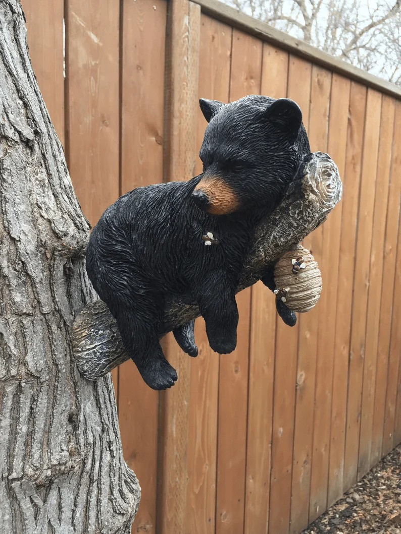 Black Bear Cub Napping Hanging Out in a Tree Figurine - Image 10