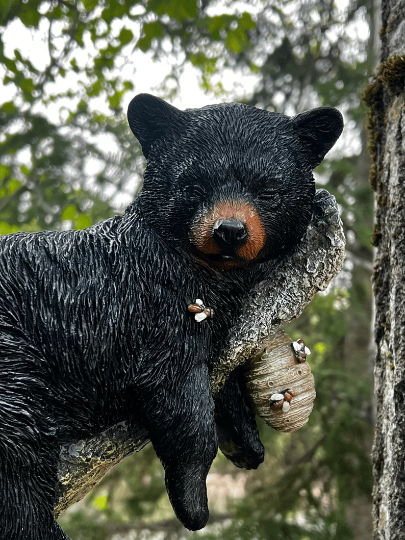 Black Bear Cub Napping Hanging Out in a Tree Figurine - Image 3