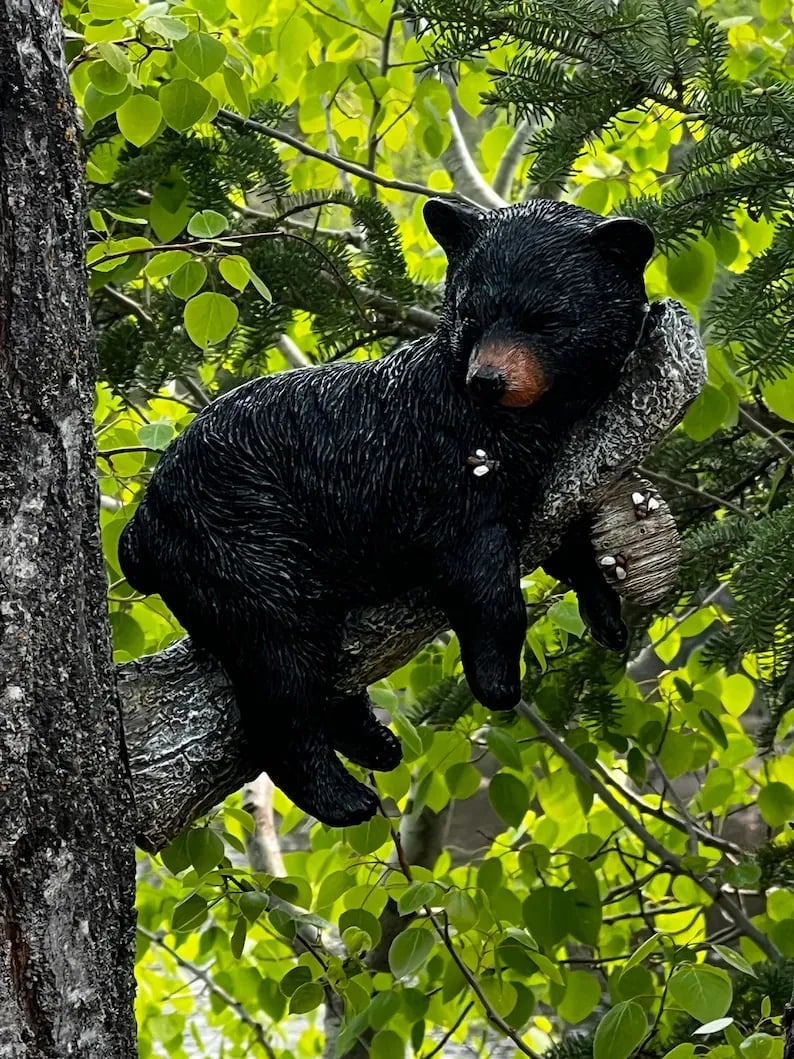 Black Bear Cub Napping Hanging Out in a Tree Figurine - Image 4