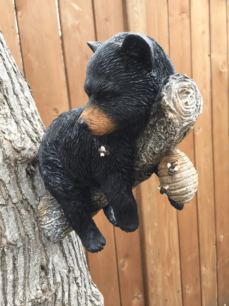 Black Bear Cub Napping Hanging Out in a Tree Figurine - Image 5