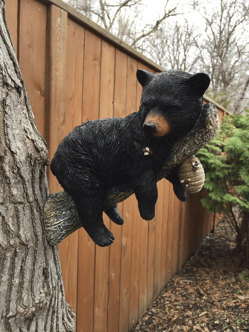 Black Bear Cub Napping Hanging Out in a Tree Figurine - Image 6