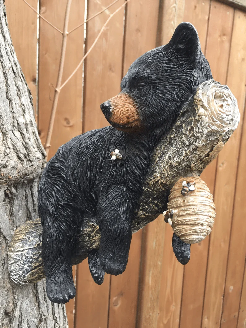 Black Bear Cub Napping Hanging Out in a Tree Figurine - Image 7