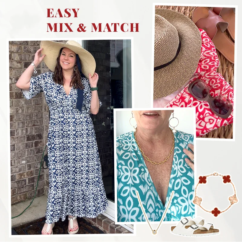 🔥Hot Sale🔥Bohemian casual print V-neck waist wrap long dress - Image 4