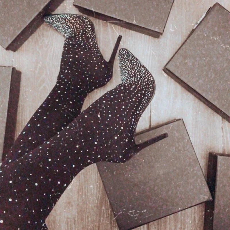 ✨Women's Sparkly Faux Diamond Knee Boots👠 - Image 2