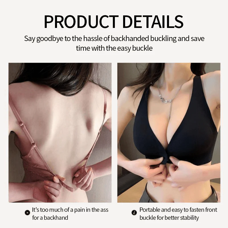 Deep V Minimizer Front Closure Push-up Wireless Bra - Image 2