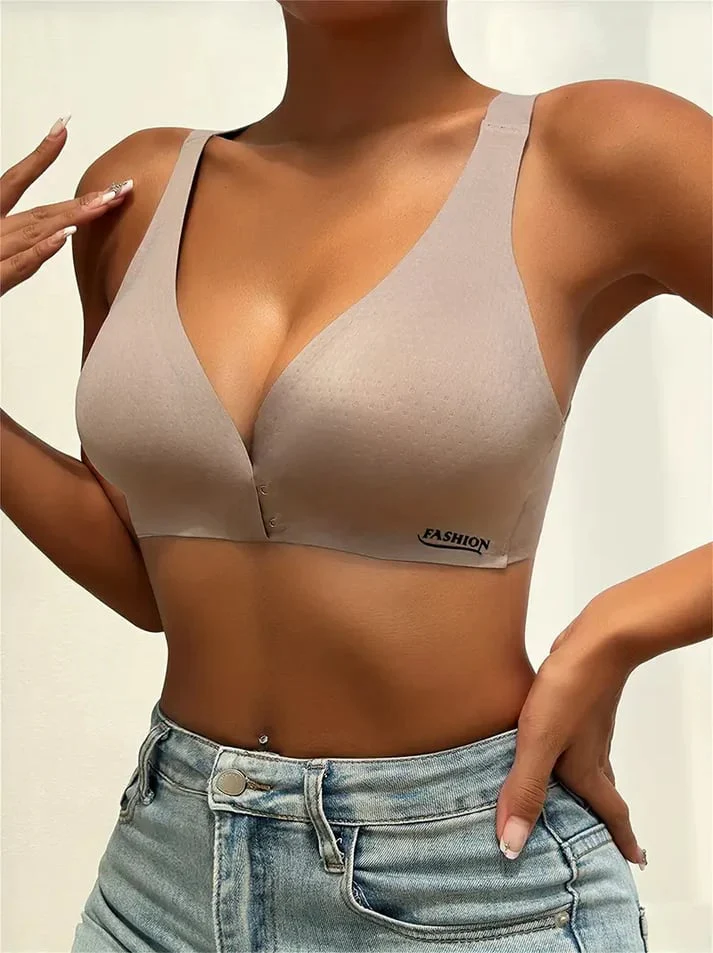 Deep V Minimizer Front Closure Push-up Wireless Bra - Image 9