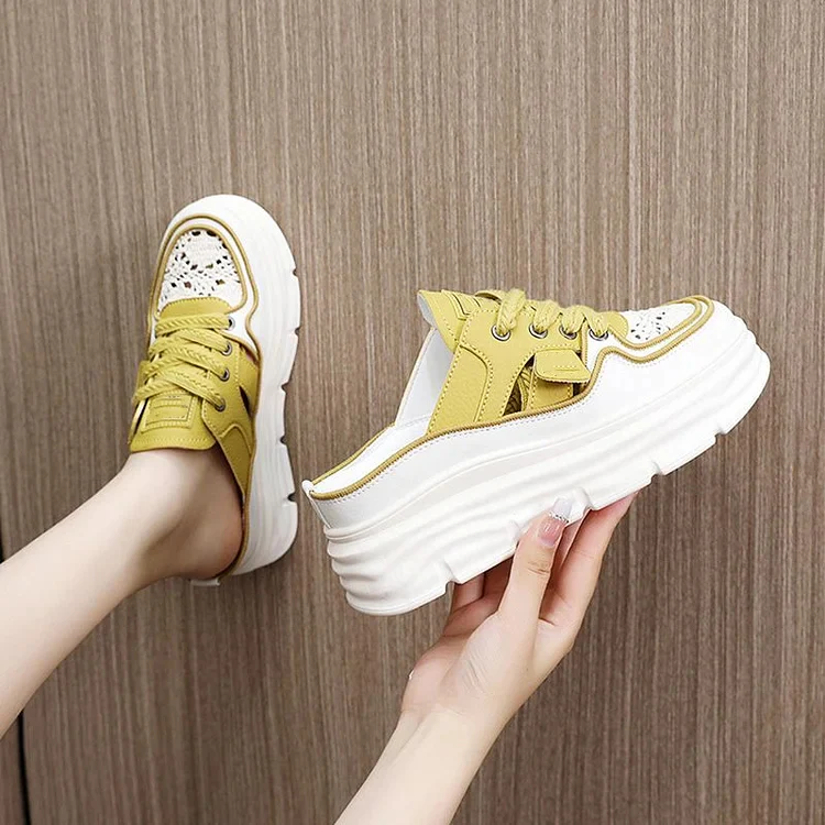 Lightweight Thick-sole Hollowed Breathable Shoes for Women - Image 14