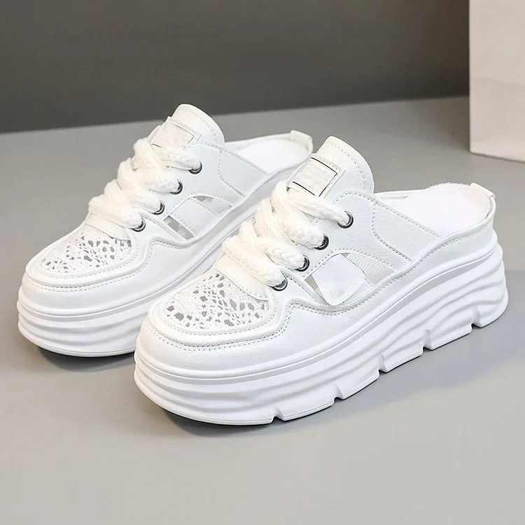 Lightweight Thick-sole Hollowed Breathable Shoes for Women - Image 3